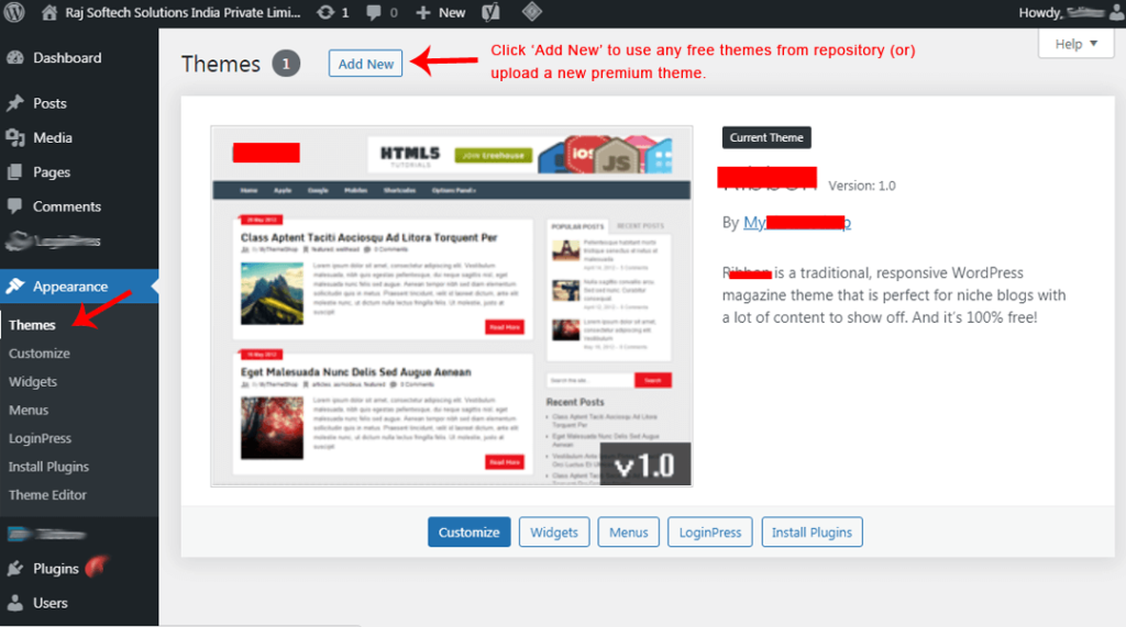 install WordPress theme